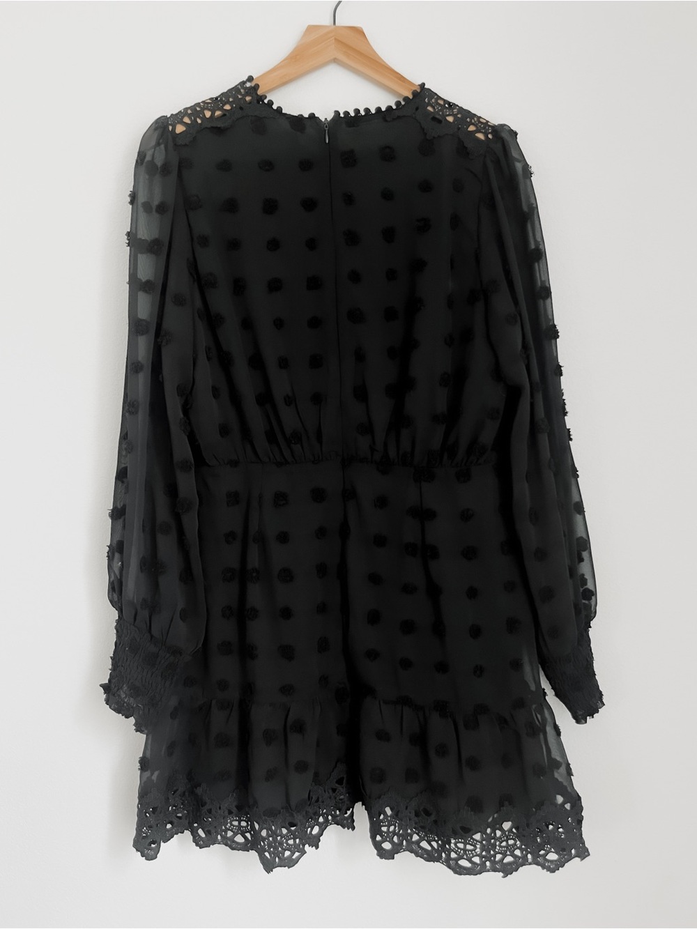 Lulus Lust or Love Black Embroidered Lace Long Sleeve Dress | Size L - Picture 5 of 7